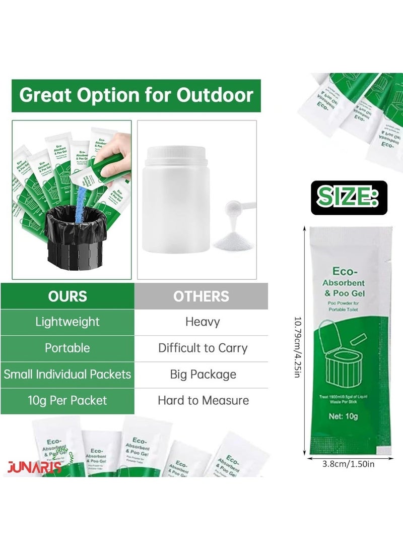 جوناريس مسحوق جل ماص للمرحاض المحمول، عبوة من 20 قطعة | مُصلِّب نفايات البراز برائحة الليمون، مسحوق ماص للبول لمراحيض التخييم، وأكياس النونية، والمركبات الترفيهية، ومجموعات الطوارئ (عبوة جل للبراز من 20 قطعة) - Image 4